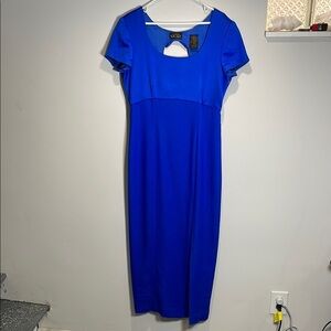 Liz Claiborne NIGHT - Vintage Cobalt Blue Sheath Maxi Dress with Flutter Sleeves